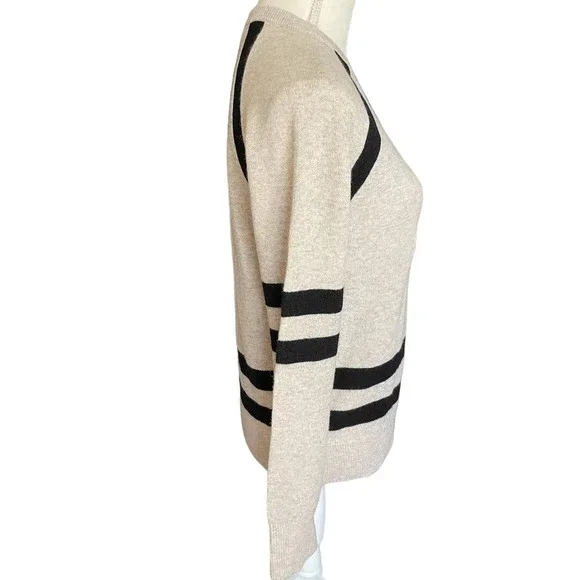 Equipment Femme Womens CASHMERE Striped Sweater Long Sleeve Size S/P CREAM - Picture 3 of 6